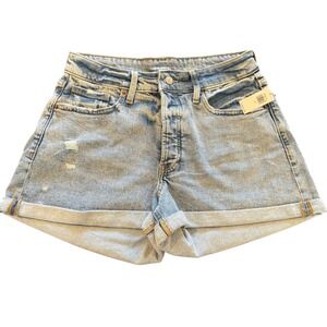 Old Navy Womens Curvy High Rise OG Straight Denim Shorts Button Fly Size 12